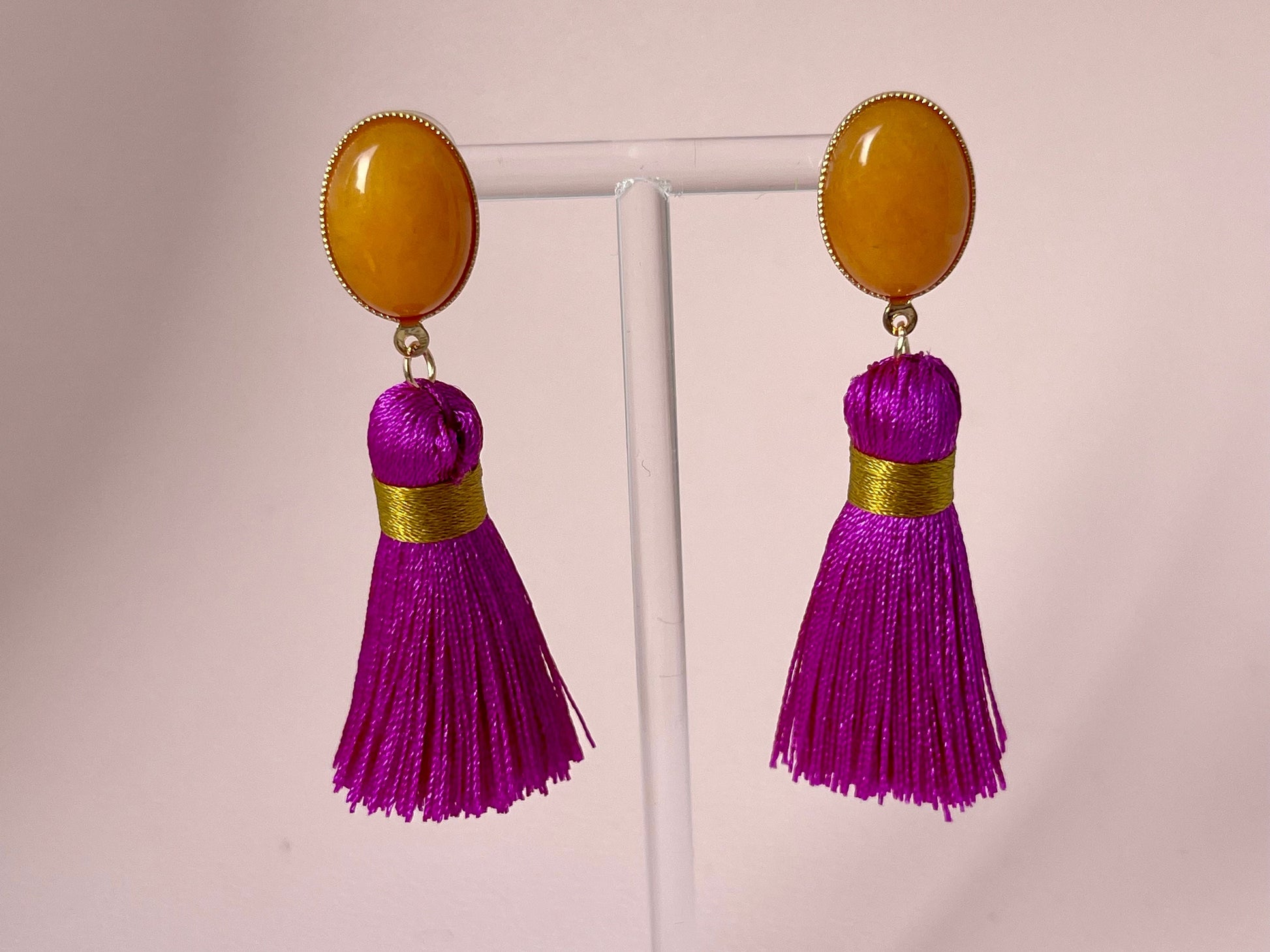 Quastenohrringe Gelb Fuchsia - Laury goes Budapest - LAURY LOVES PINK