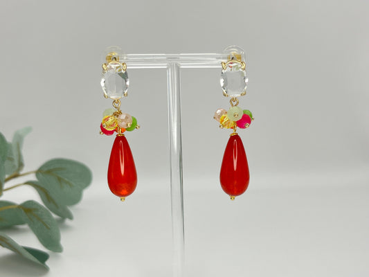 Tropfenohrringe Cluster Kristallglas Bunt Rot - Laury goes Portofino - LAURY LOVES PINK