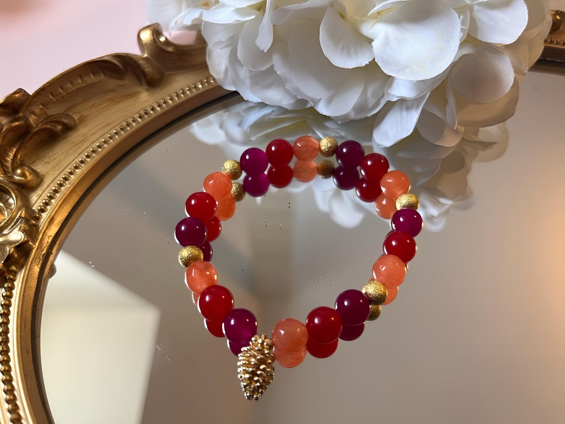 Armband mit Natursteinen und Süßwasserperlen in Blau und Gold, Freundschaftsarmband - Laury goes Sylt