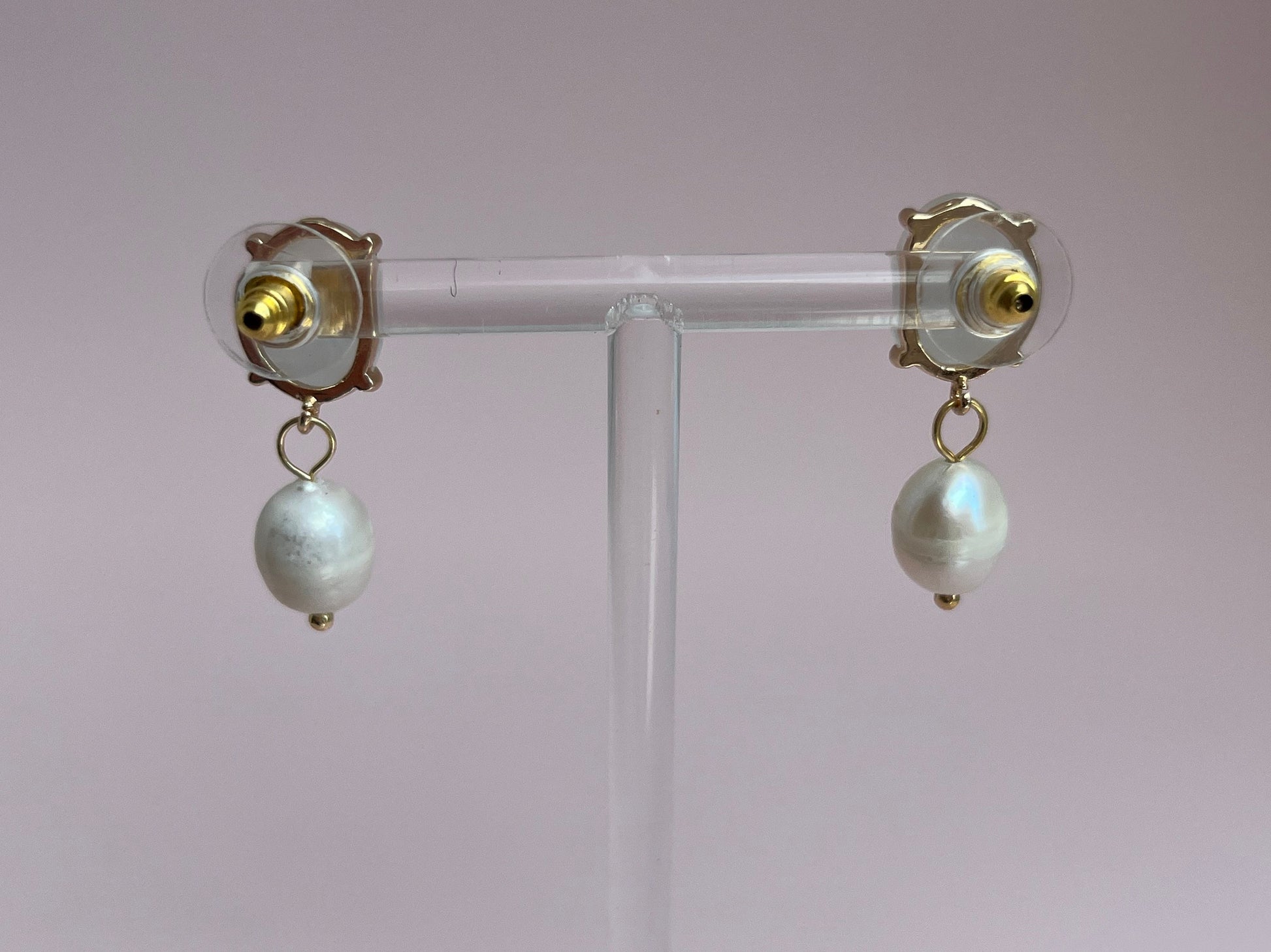 Perlenohrringe mit Kristallglasstecker weiß - Laury goes Oxford - LAURY LOVES PINK