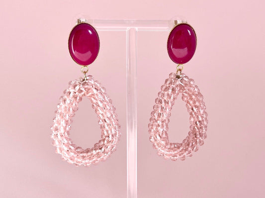 Glitzer Statementohrringe Rosa Fuchsia - Laury goes Côtes d‘Azure - LAURY LOVES PINK