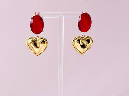 Herzohrringe Rot - Laury goes Paris - LAURY LOVES PINK