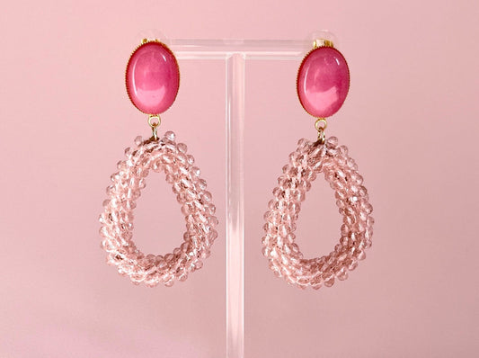 Glitzer Statementohrringe Rosa - Laury goes Côtes d‘Azure - LAURY LOVES PINK