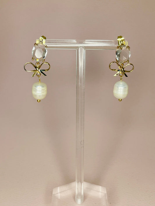 Perlenohrringe Schleife Kristallglas - Laury goes Vienna - LAURY LOVES PINK