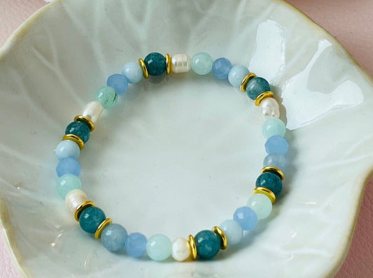 Perlenarmband Blau Gold - Laury goes Sylt - LAURY LOVES PINK