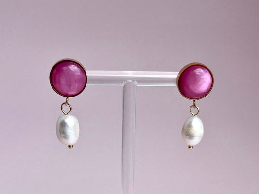 Perlenohrringe Cabochons Rosa - Laury goes Oxford - LAURY LOVES PINK