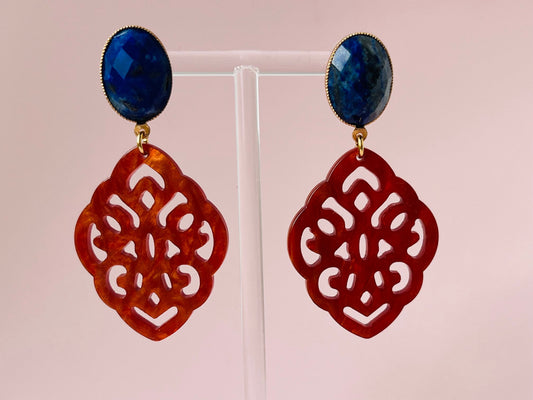 Ornamentohrringe Terrakotta Blau  - Laury goes Marrakesh - LAURY LOVES PINK
