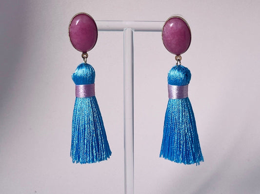 Quastenohrringe Hellblau Rosa - Laury goes Budapest - LAURY LOVES PINK